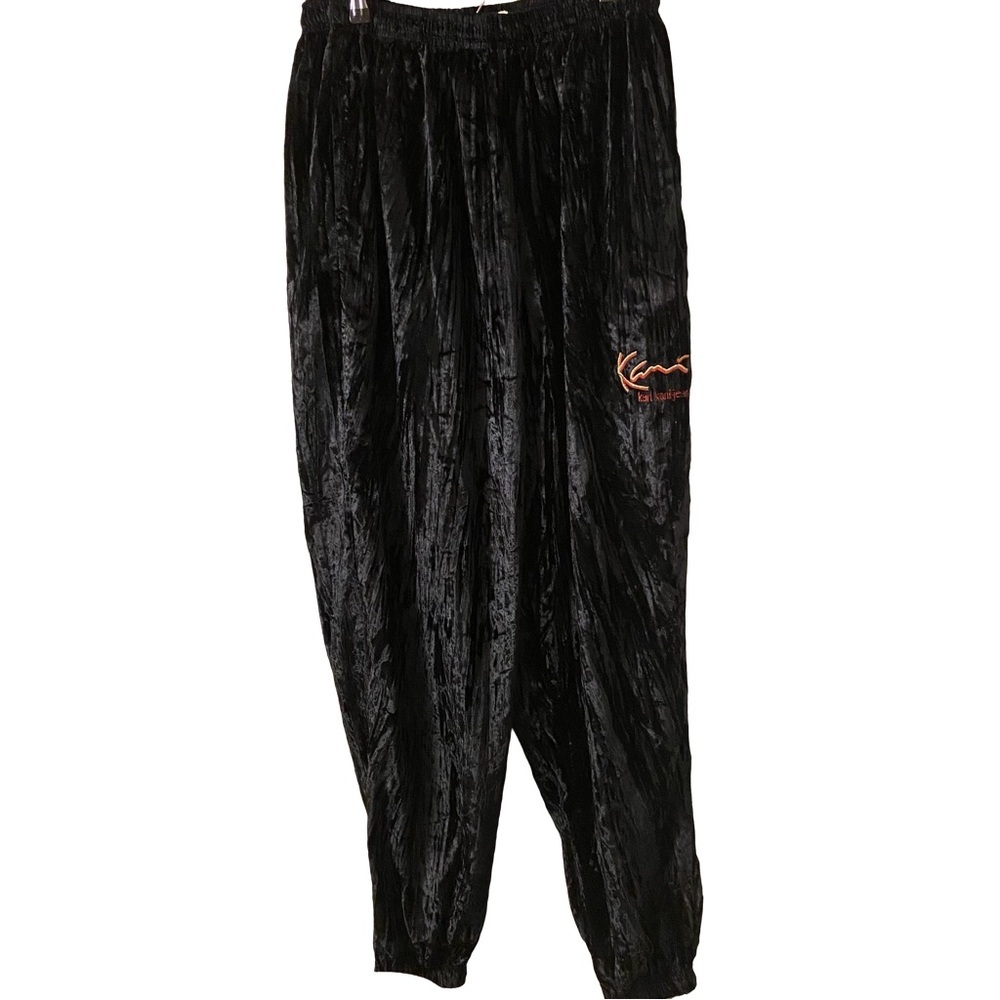 Karl Kani Jeans Logo Vintage Black Velvet Jogger Pants Size XXL.
